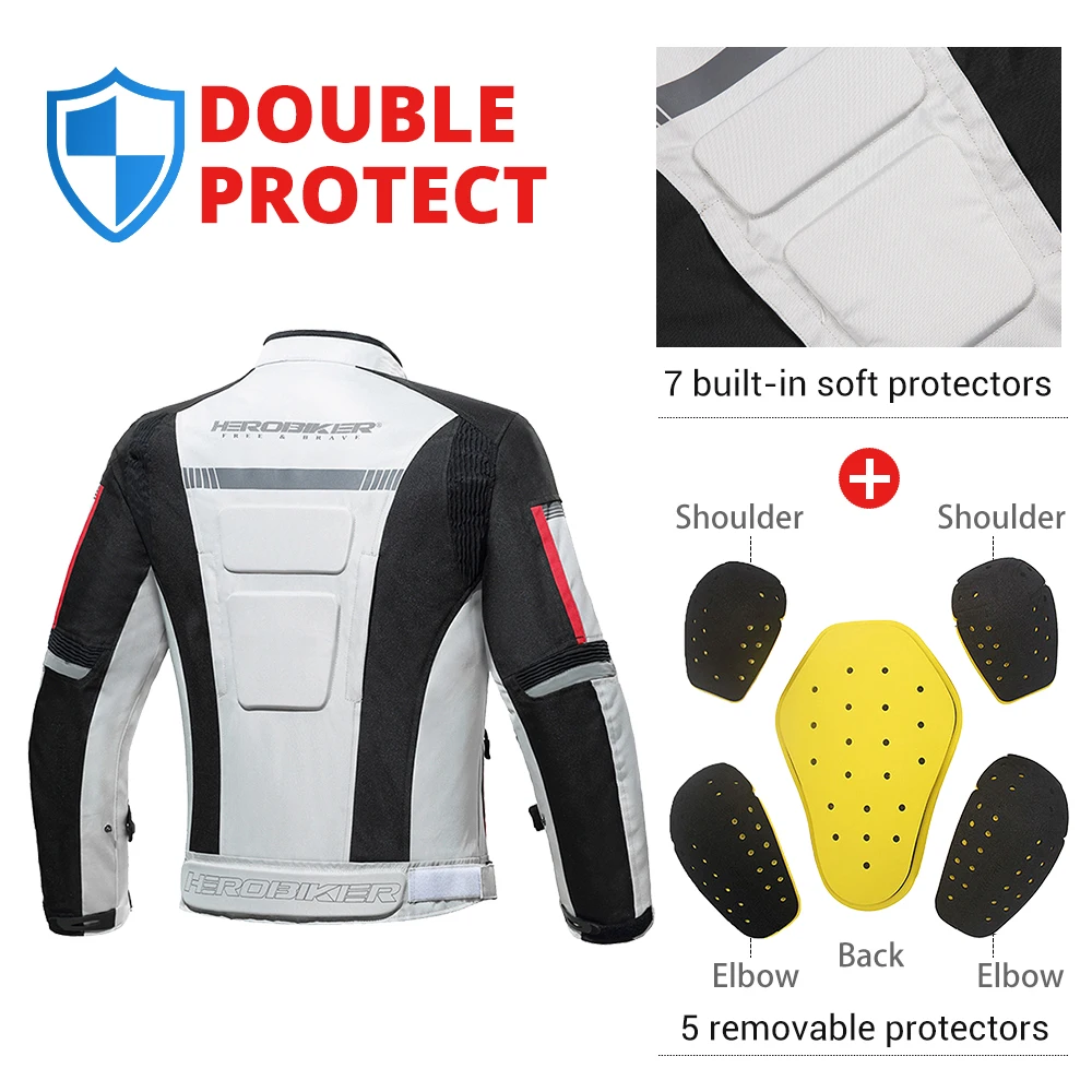 HEROBIKER-Chaqueta impermeable para motocicleta, chaqueta de carreras para hombre, pantalones de motocicleta usables, ropa de Moto con protección EVA