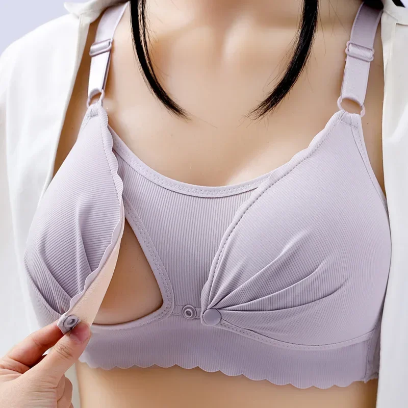 Maternity & Nursing Bra with Anti Sagging, No Steel Ring Thin and Breathable Design Nursing Bra Wirefree Breastfeeding
