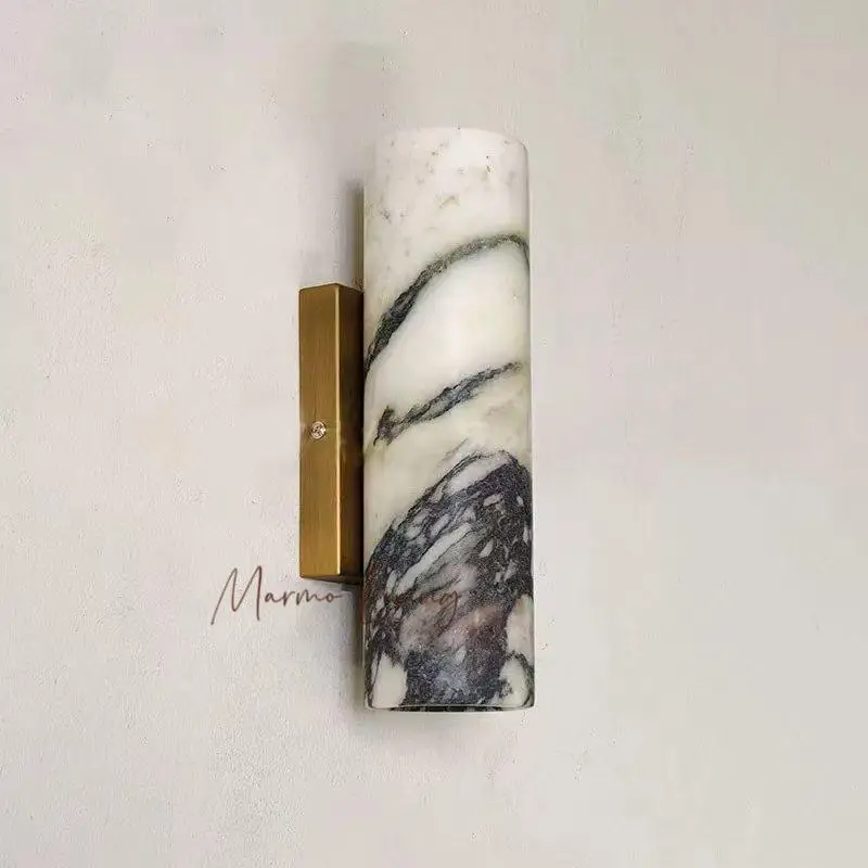 French Surprise Wind Natural Marble Wall Lamp Designer Model Room Villa Living Room Corridor Bedroom Bedside Lamp