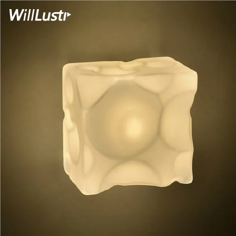 

new white frosted glass wall lamp square cheese glass wall sconce hotel restaurant home living dinning room bedroom wall light