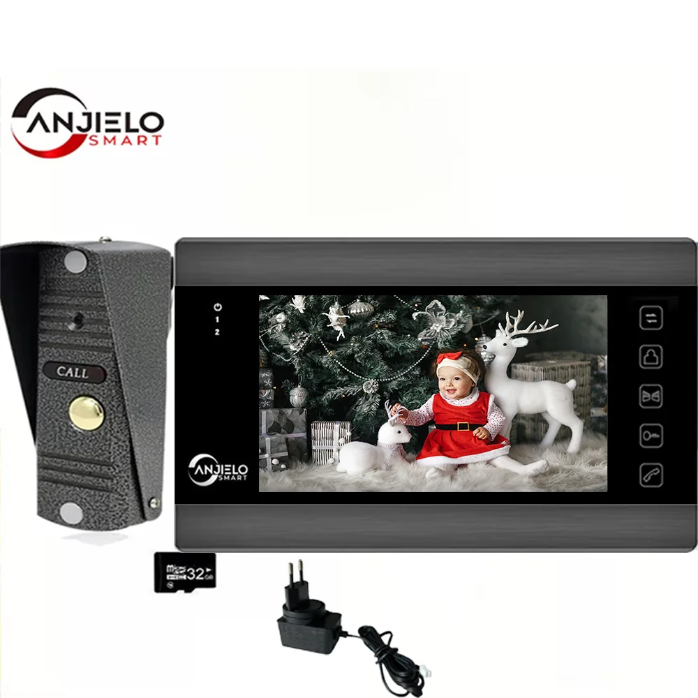 Anjielosmart 7-дюймовая камера видеонаблюдения для видеодомофона, защита безопасности, домофон, жизненное ночное видение для квартиры