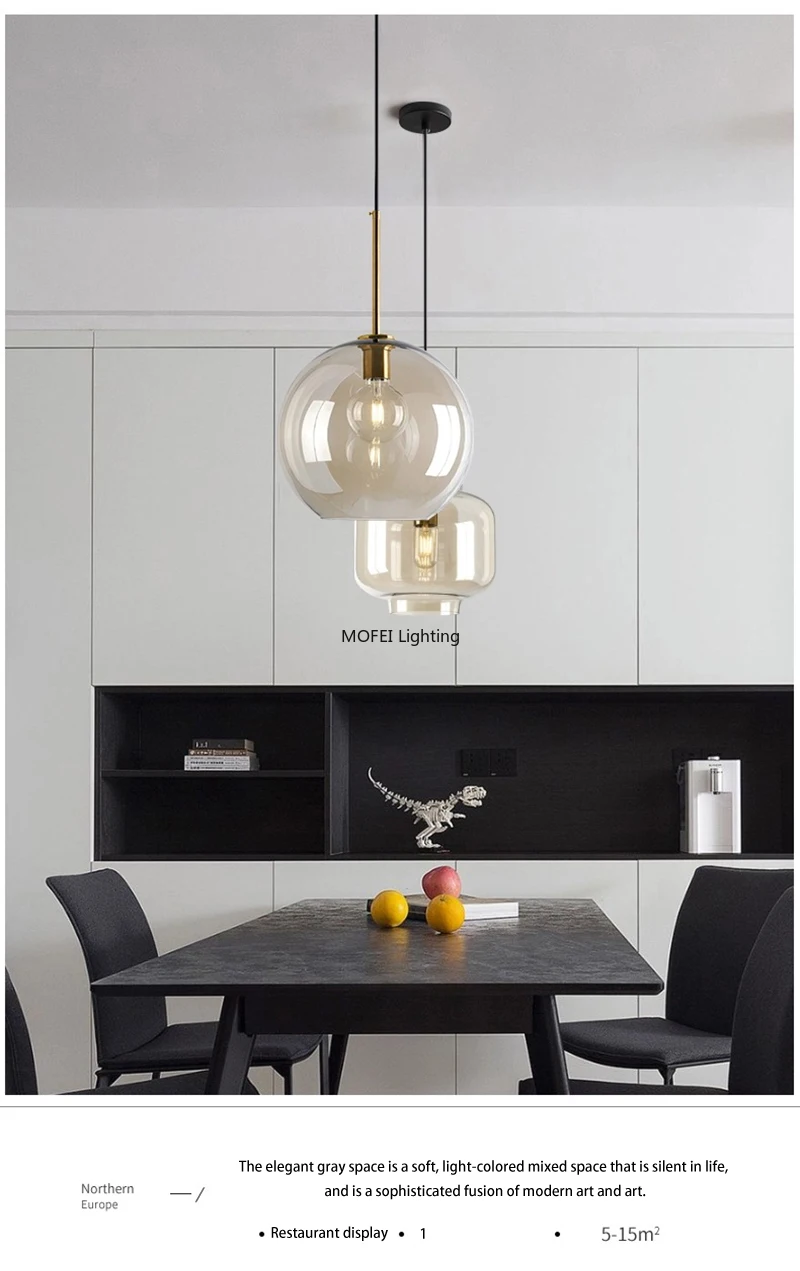 Art Industrial Retro E27 Glass Pendant Light Nordic Loft Chandelier Kitchen Restaurant Minimalist Hanging Lamp Suspension LED