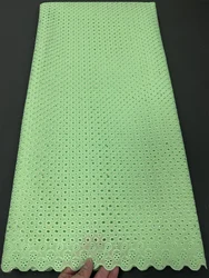 Tulle Lace Fabric for Sewing Dress, Damask Cotton, High Quality, Pure Embroidery, Wedding Party, Nigerian, 5Yard, 2024, hz1194