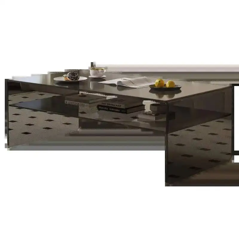 الفاخرة الحديثة الجدول الزجاج القهوة شفافة غرفة المعيشة طاولة جانبية مصمم الدائمة تتحرك الأريكة الأثاث النمط الصيني #6