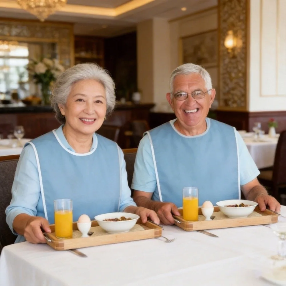Anti-oil Elderly Bib Pocket Style Stain Resistant Eating Assistance Bib Soft Washable Saliva Towel for Elderly Men and Women