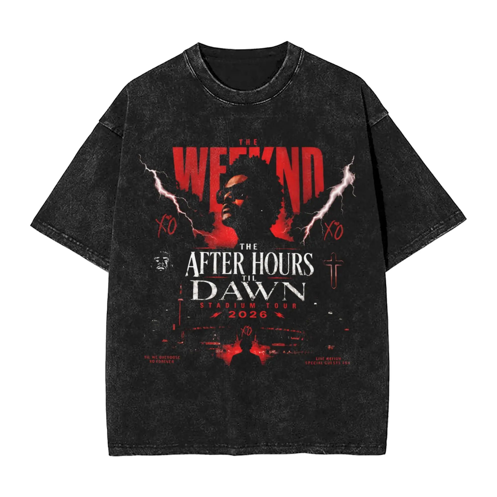 The Weeknds After Hours til Dawn Stadium Tour 2026  Washed T Shirts Streetwear Hip Hop Casual T-Shirts  Tees Tops for Men Women