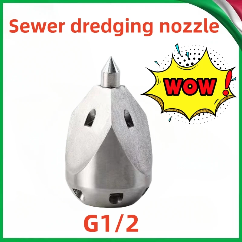 High Pressure Sewer Cleaning Nozzle, Pointed Cleaning Nozzle, Sewer Cleaning Tool, Dredging Truck, Flow Rate Of 40L/50L/60L/70L.