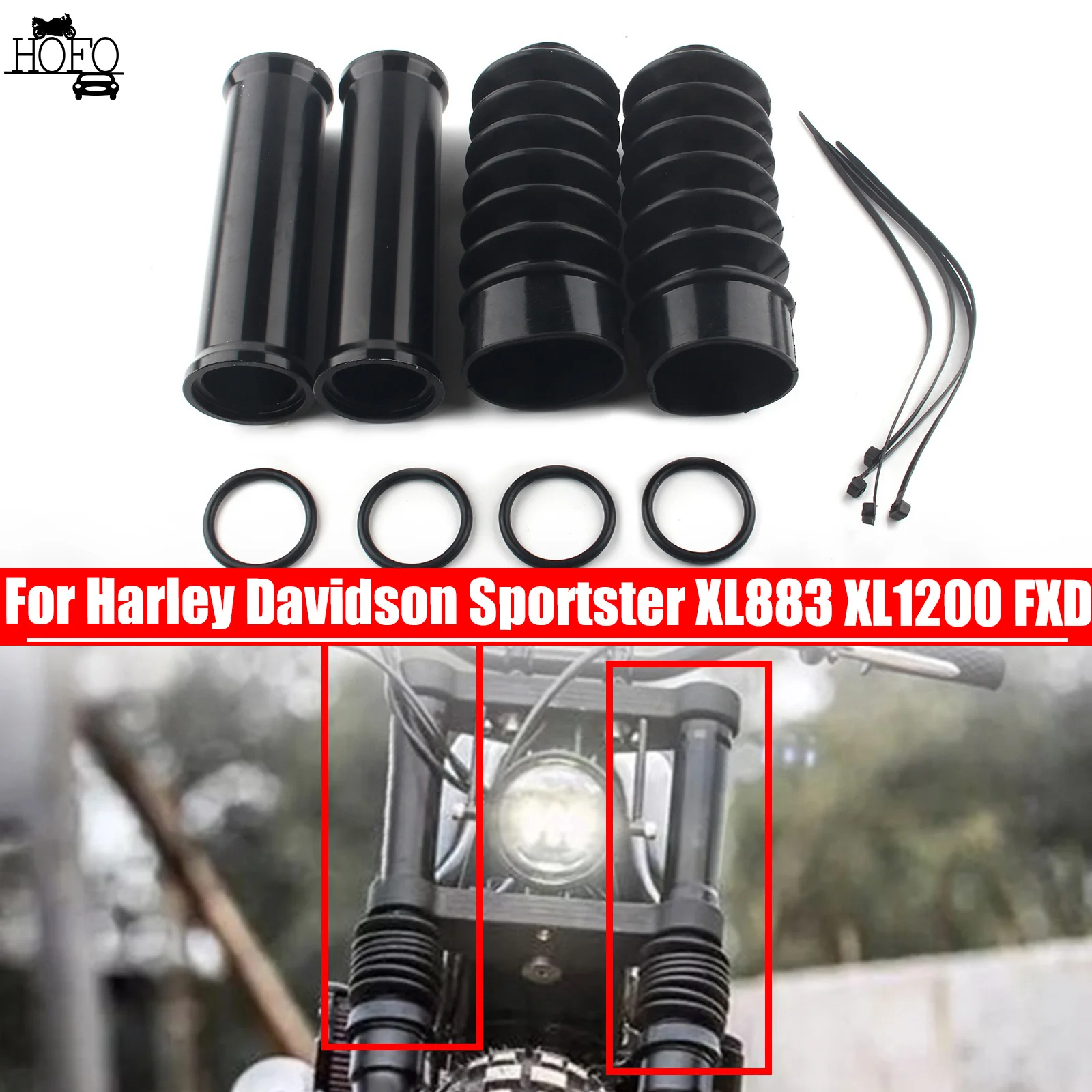 Motorcycle Accessories 39mm Rubber Front Fork Cover Gaiter Gators Boot Protector For Harley Davidson Sportster XL883 XL1200 FXD