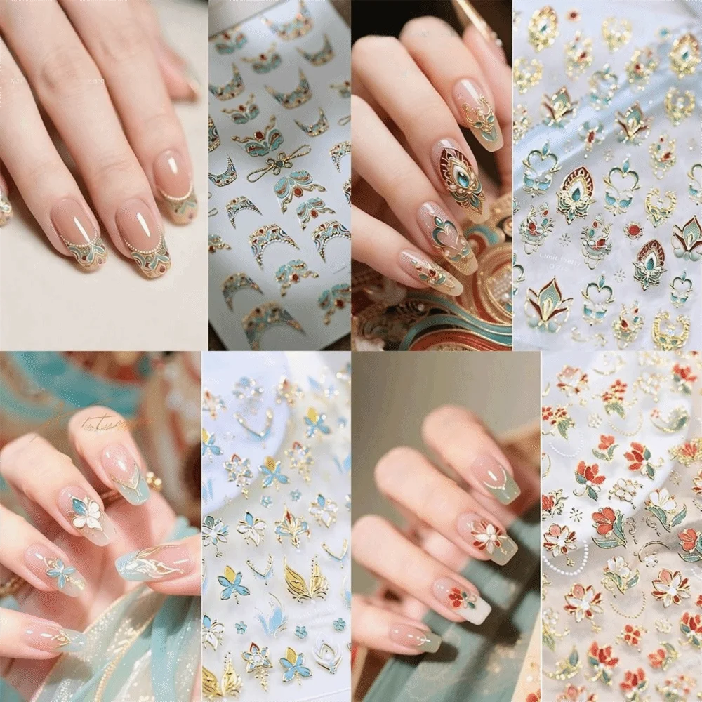 5D Luxurious 5D Nail Stickers Shiny Palace Imitation Gemstone Nail Art Stickers Elegant Design Baroque Design Nail Decals