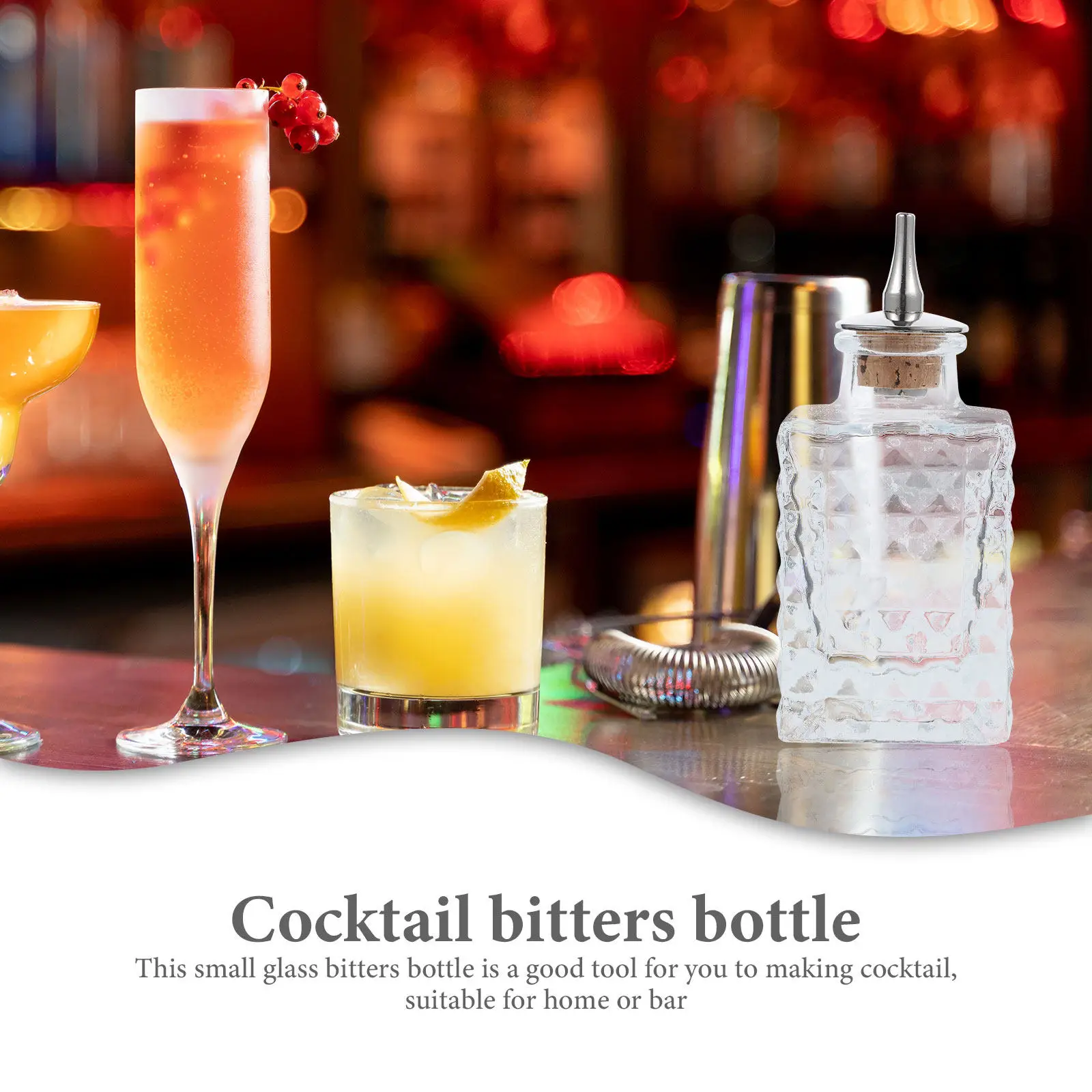Portable Glass Bitters Bottle Compact Cork Stopper Sealing Small Cocktail Bottle Bar Supplies Bitter Bottles Lidded Wine Bottles