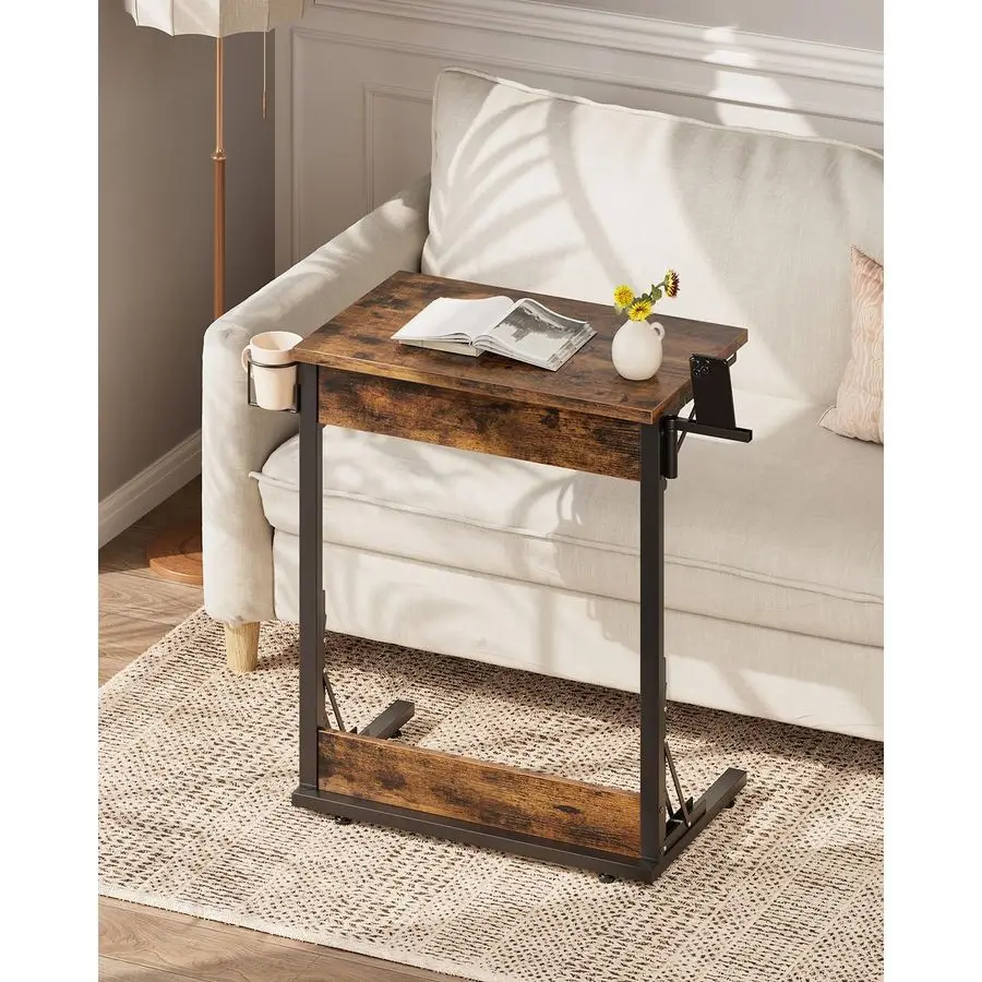 24 طاولة تلفزيون قابلة للطي، طاولة نهاية قابلة للطي على شكل حرف C للأريكة، صينية عشاء تلفزيون مع حامل أكواب، مكتب كمبيوتر محمول صغير بجانب الأريكة #2