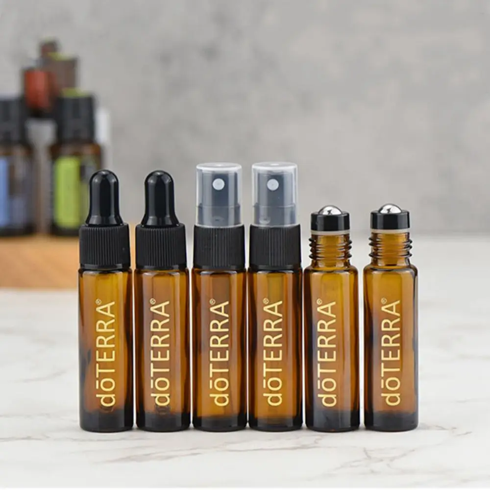 

2Pcs 10ml Essential Oil Bottle doterra Amber Thick Glass Roller Bottle Perfume Spray Bottle Dropper Bottle Travel sub-bottling