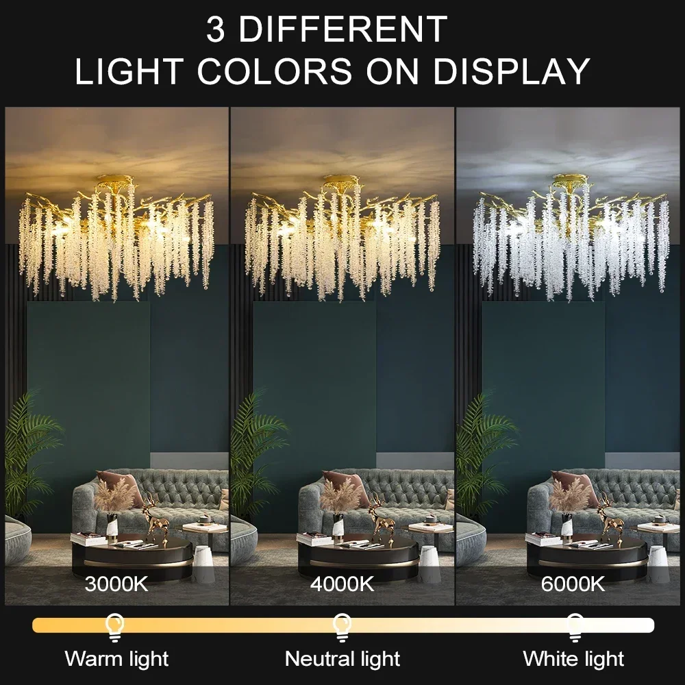 Round Crystal Ceiling Chandelier Lighting For Bedroom Living Dining Room Hallway Kitchen Gold    Light