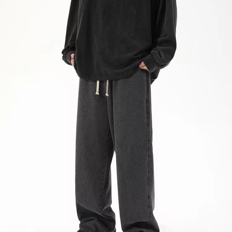 Jeans larghi dritti lavati leggeri da uomo Pantaloni casual a gamba larga per ragazzi adolescenti Autunno Nuovo