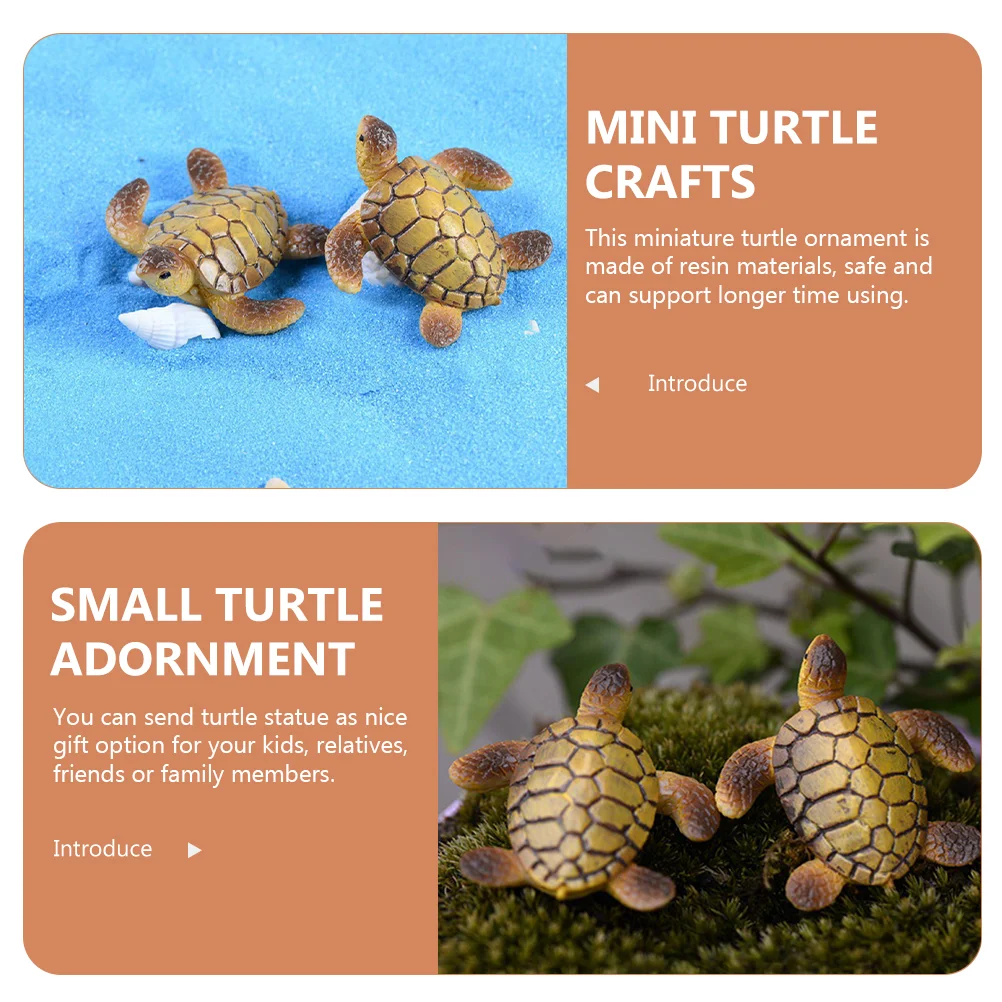 6 Pcs Resin Sea Turtle Aquarium Moss Landscape nament Toy Sculpture Mini Crafts Adorable Small Turtle Decors Safe