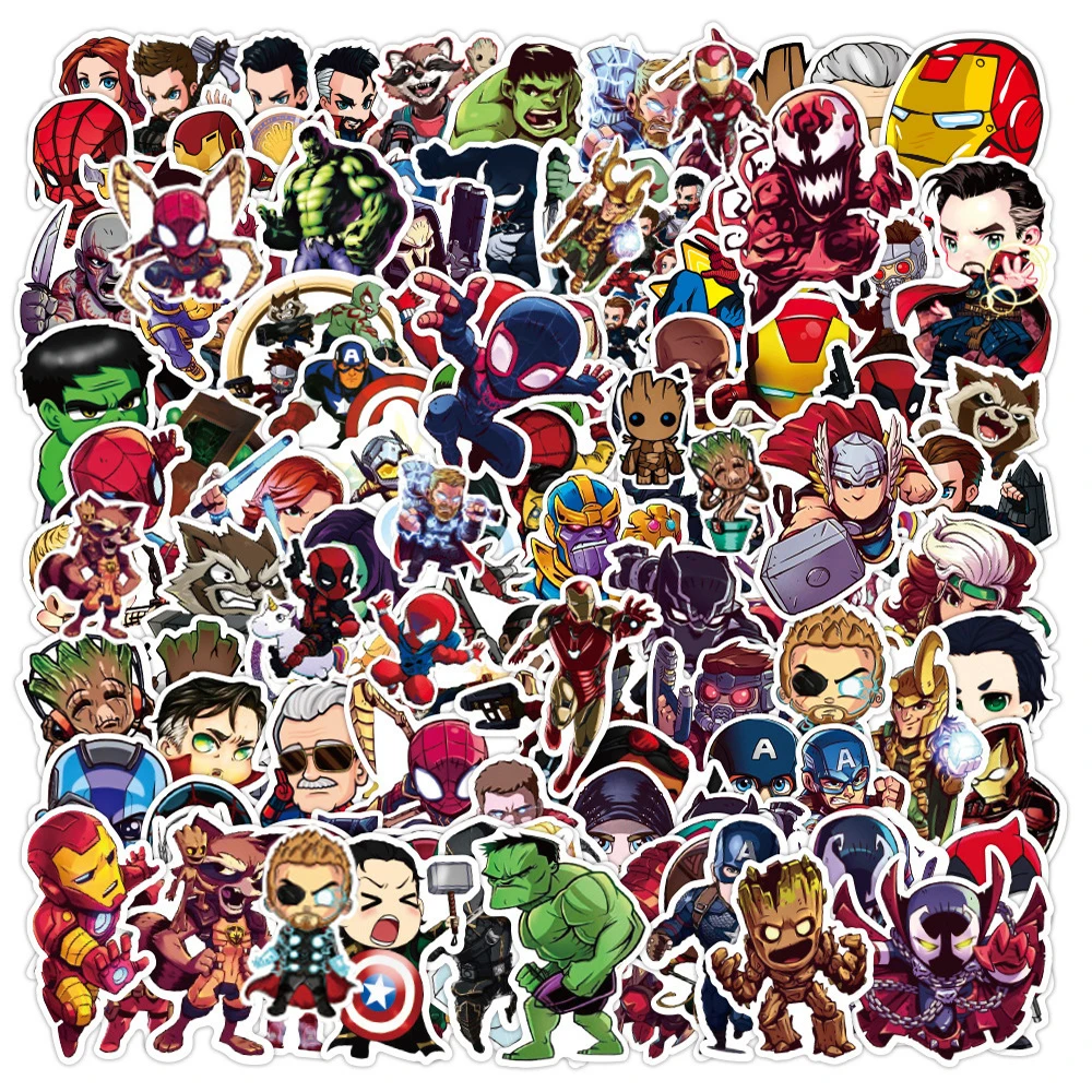 10/30/50/100PCS Disney Marvel The Avengers Cute Super Hero Stickers Graffiti DIY Toy Phone Laptop Car Bike Decals Kids Sticker