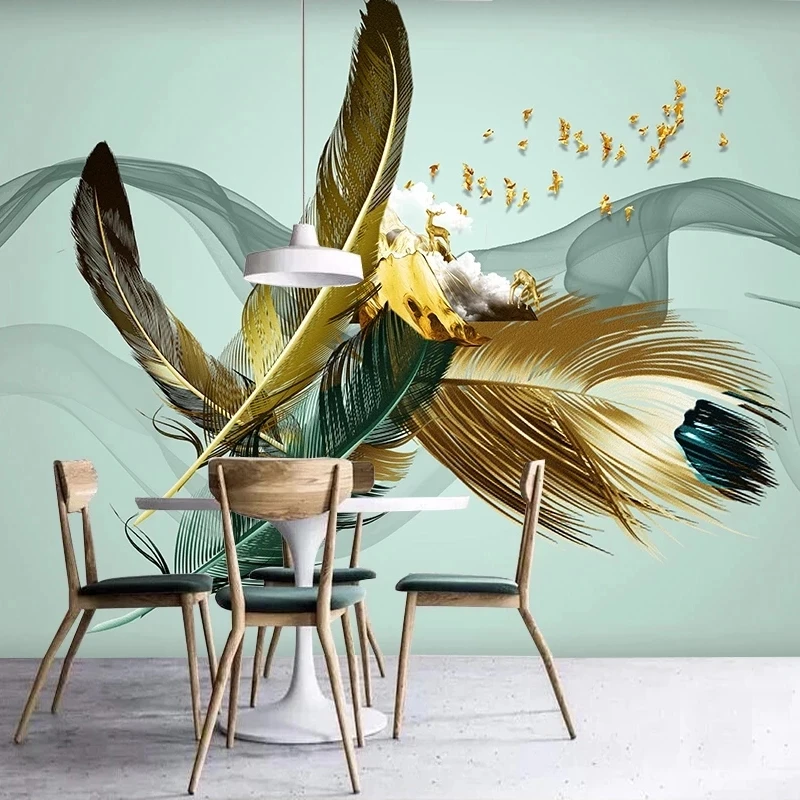 Custom 3D Photo Self Adhesive Wallpaper Abstract Feather Art Mural Living room sofa TV background wall bedroom restaurant Hotel