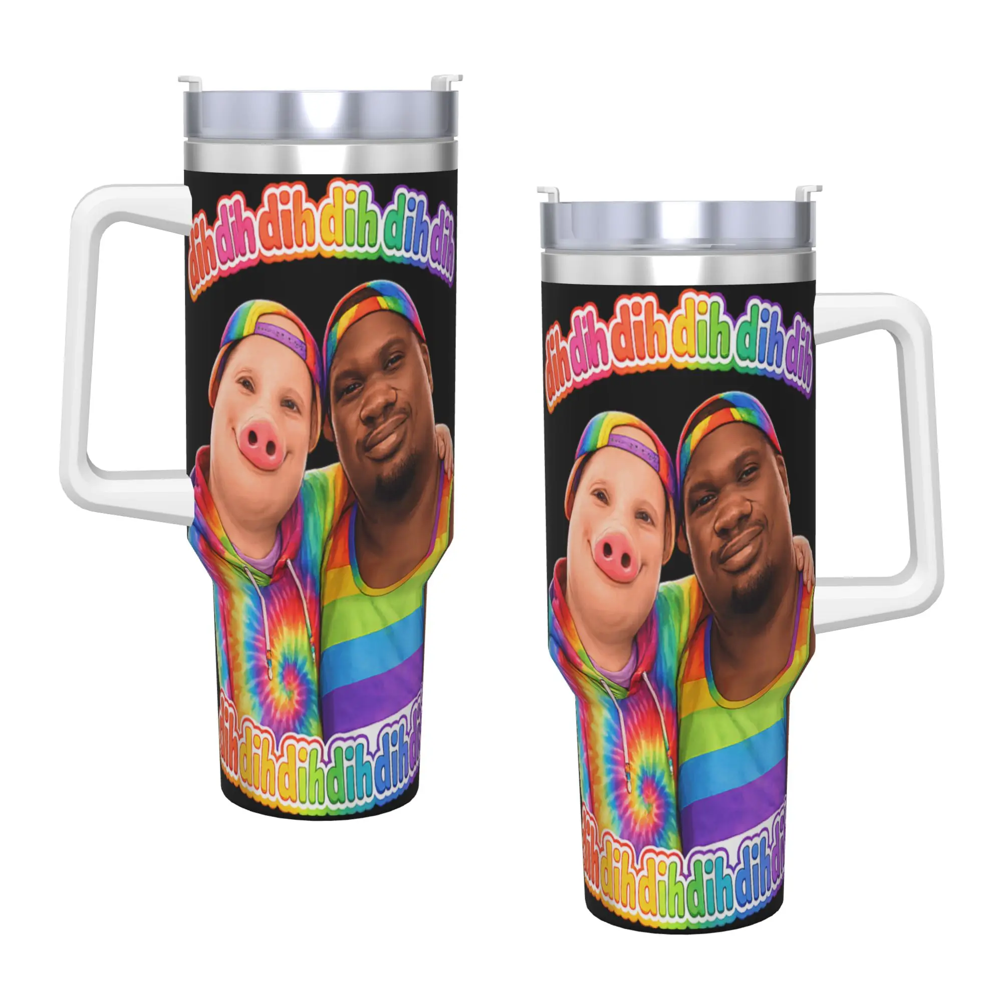 Stainless Steel Tumbler John Pork Dequavious Pork Dih Gay Pride Month Brainrot Meme Thermal Cups Insulated Cold Drink Car Mugs