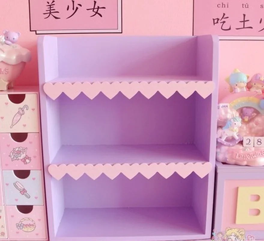 ピンクの女の子の北欧の木製キャビネット,素敵な3階建ての収納棚