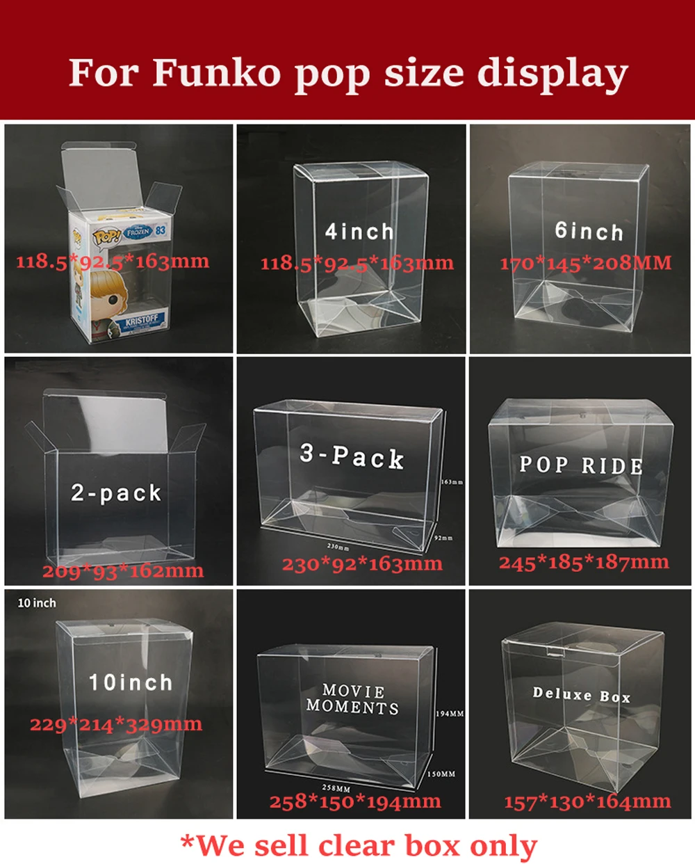 ZUIDID Transparent Clear box for Movie Moments box by hand for Funko pop series collection storage protective box