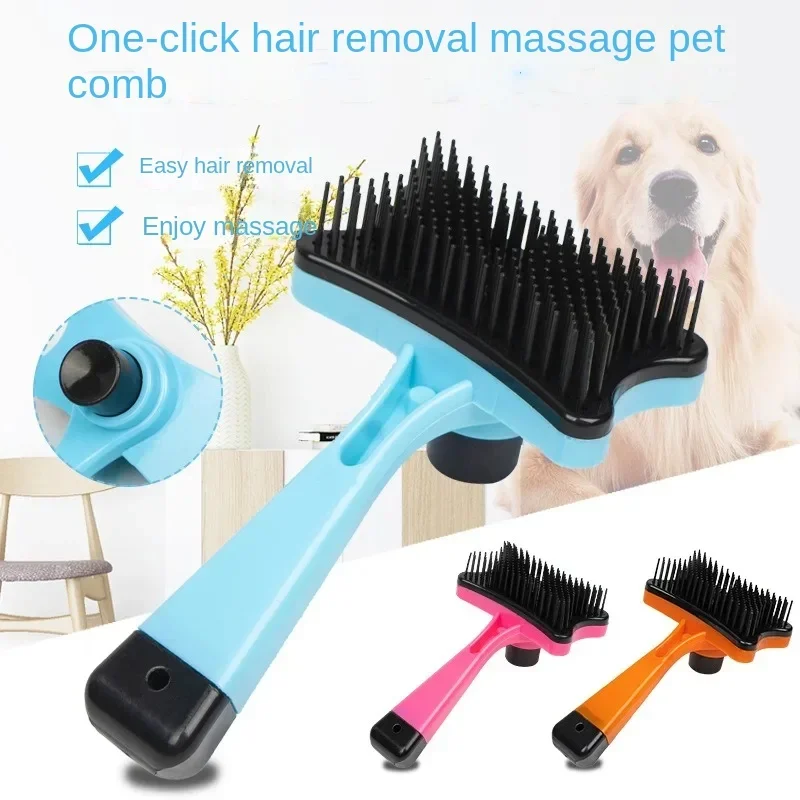 

New Dog Brush Cat Grooming Brush Self Cleaning Static Free Massage Comb Stable Thicker Bristles Pet Supplies To Remove Loose Fur