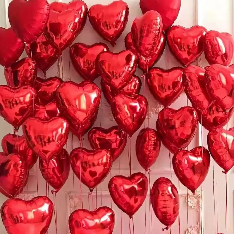 10PCS Rote Herz Luftballons Aufblasbare Liebe Aluminium Folie Ballon für Ornament Valentinstag Hochzeit Geburtstag Party Geschenk