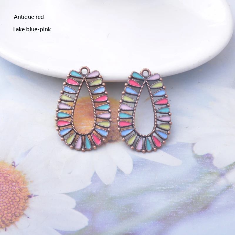 10 Stück Emaille-Wassertropfen-Anhänger aus Legierung, bunt, antikes Silber und Bronze, Anhänger für DIY-Schmuck- und Ohrringherstellung – Detail 9