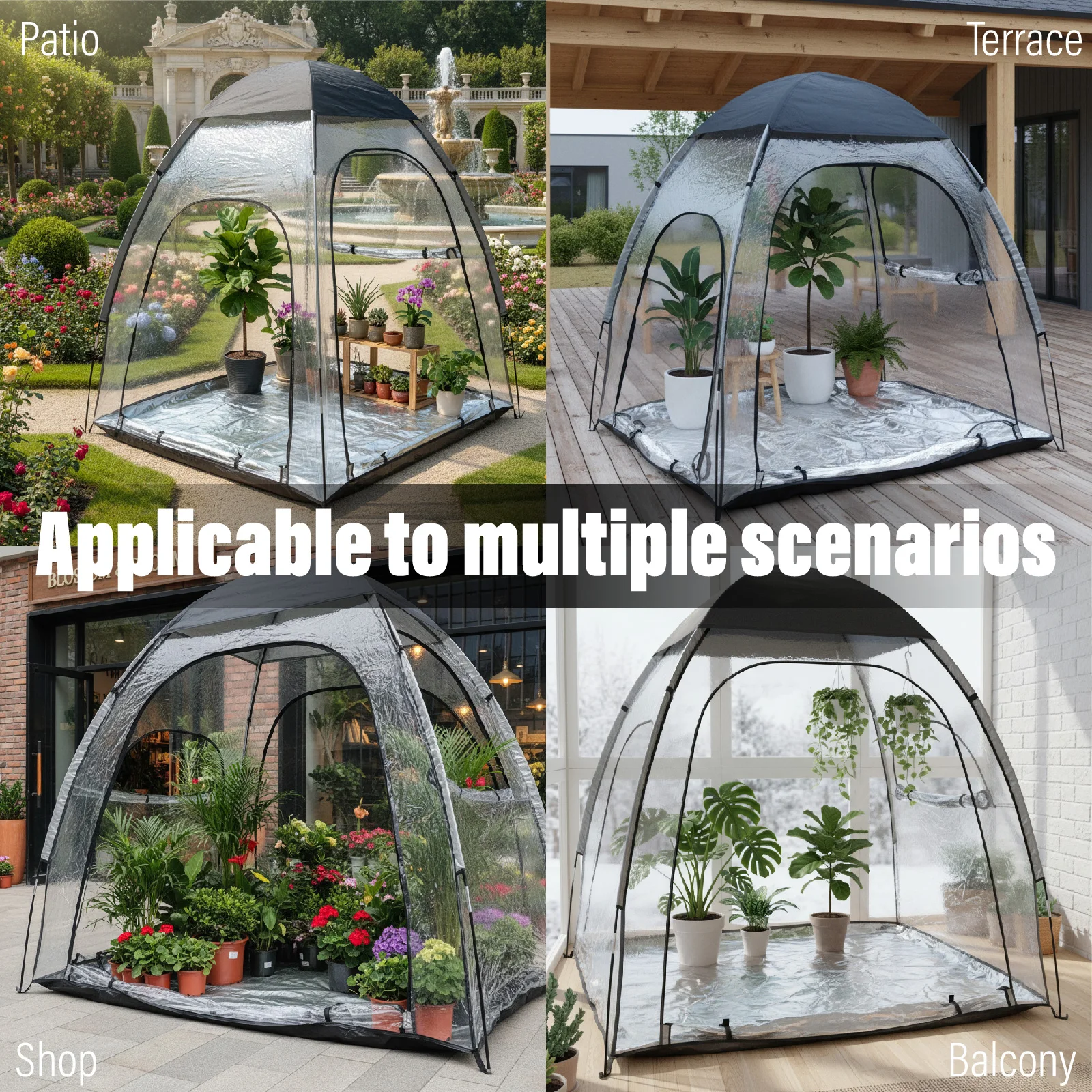 1 Pack Foldable Clear Greenhouse Tent, Transparent Plant Shelter, Portable Garden Tent for Backyard Patio