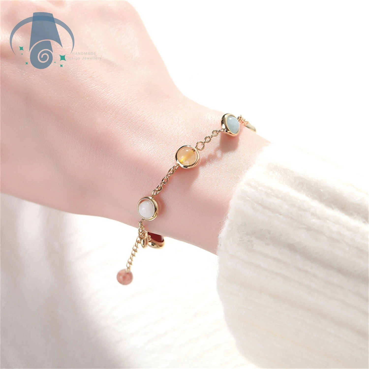 Women Crystal Bracelet Sweet Forest Style Seven Color Fortune Bead Rainbow Candy Charm Fashion Jewelry Daily Wear Gift ﻿