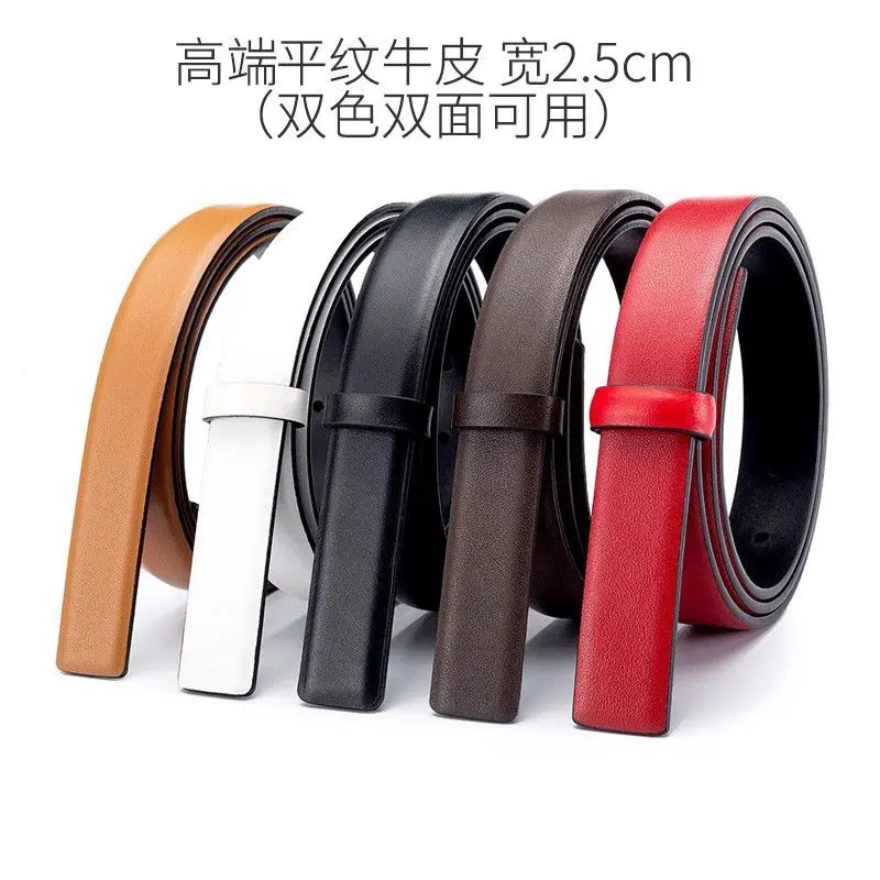 

2.5CMHigh-end cowhide leather plate buckle perforated headless belt High-end men's belt2.5