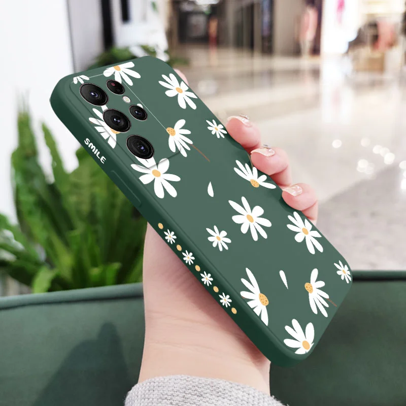 Einfache Gänseblümchen Handy hülle für Samsung Galaxy S24 S23 S22 S21 S20 Ultra Plus Fe S10 S9 S10E Note 20 Ultra 10 9 Plus Cover