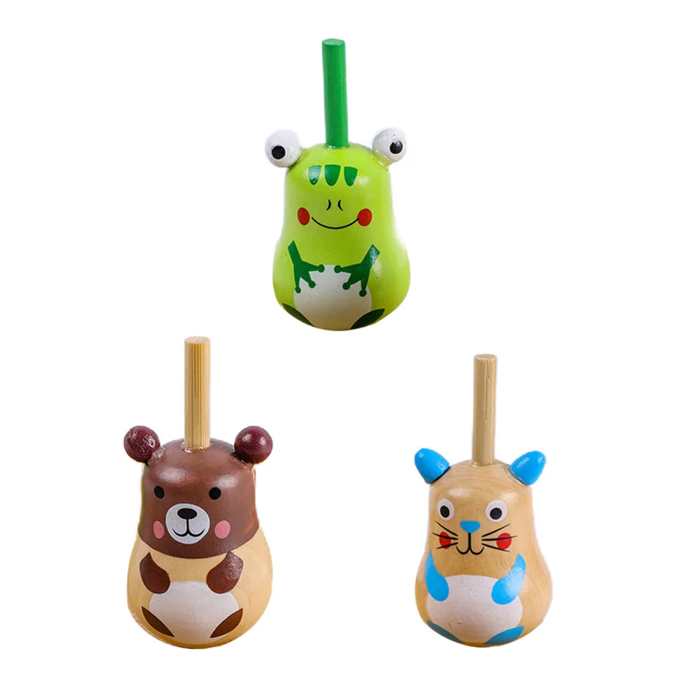 3 Pcs Children's Spinning Top Toy Simple Design Toys Decompression Gyro Educational Jacket Fast Rotation Small Wood Rotating