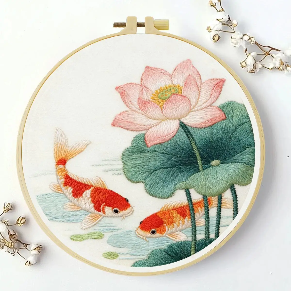 1 Stück 20X20CM/15X15CM 7,87/6,3 Zoll Goldfisch-Stickerei-Starter-Kit DIY-Kit DIY-Stickerei-Set Handarbeiten Malerei – Detail 2