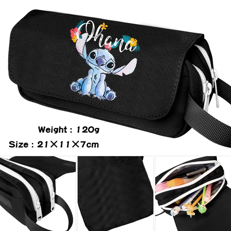 Disney Lilo Stitch Pencil Case Bag Large Capacity Pen Case Supplies Stationery Kawaii School Pencil Cartoon Cosmetic Bag