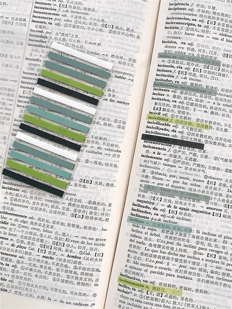 300 Stück Lesehilfe-Highlight-Aufkleber, transparent, fluoreszierend, Index-Tabs, Flaggen, Schreibwaren, Schule, Bürobedarf – Detail 6