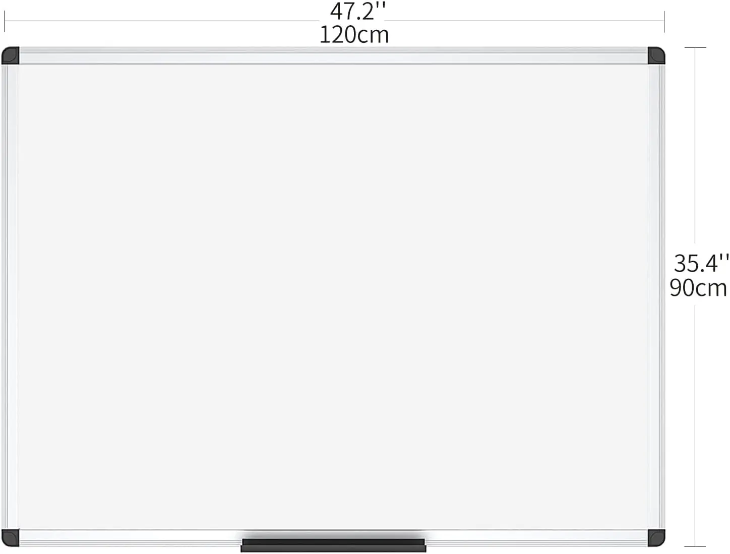 Large Dry Erase Whiteboard 48x36 Inches, Non-Magnetic Wall Mounted Board for School, Office, Home Use