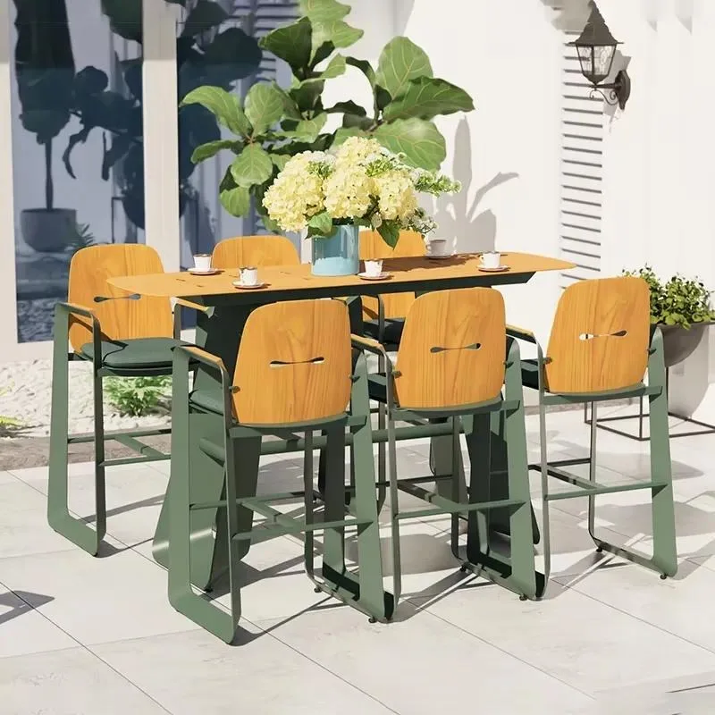 New High End Aluminum Dining Table And Chair Set Outdoor Courtyard Garden Furniture