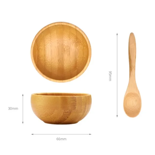 Wholesale Eco friendly Natural Organic Custom Logo Reusable DIY Facial Mixing Make Up Skincare Bamboo Bowl With Brush Set