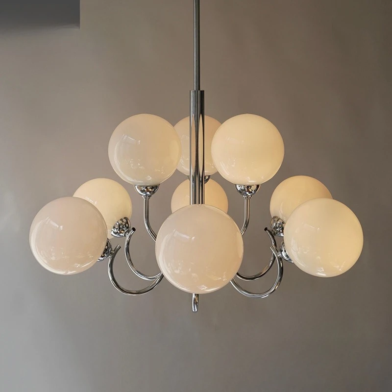 

Italian simple living room light master bedroom light milky white glass lampshade