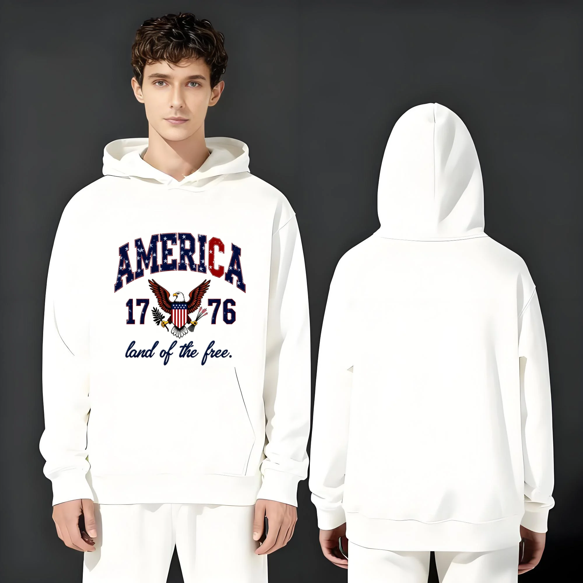 

Новейшая модная и повседневная толстовка объемом 330 г для мужчин и женщин в 2025 году с буквенным принтом элемента национального флага.