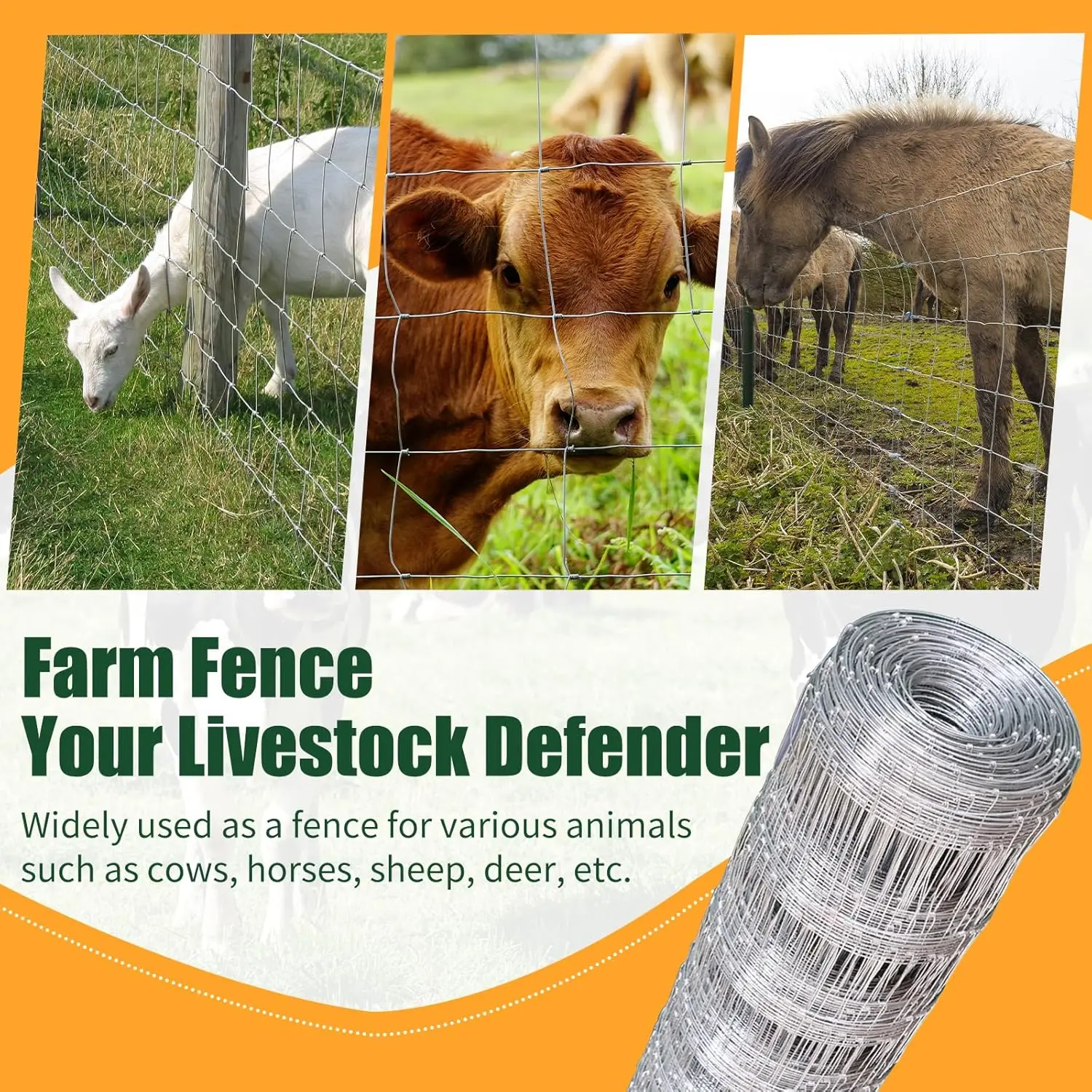 Livestock and Yard Garden, Heavy Zinc-Coated Wire, 14 Gauge Farm Fence Panels, Durable for Cattle, Deer, Goat, Hog