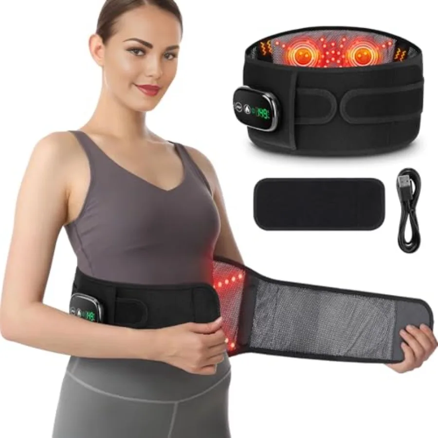 

Electric Heating Pad for Back Relief: XL Cordless Heated Back Belt Wrap with 3 Heating Levels and 3 Vibration Modes 5000mAh Rec