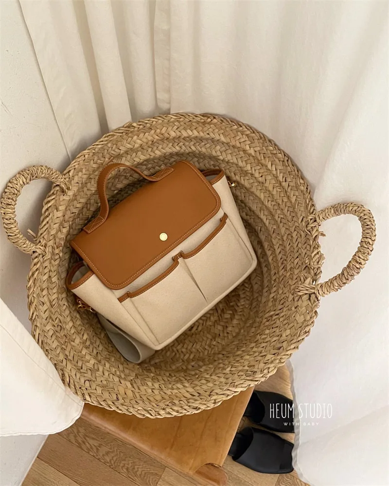 Mummy PU Leather Shoulder Bag Stroller Diaper Storage Organizer Large Handbags Korea Style Newborn Baby Diaper Bag