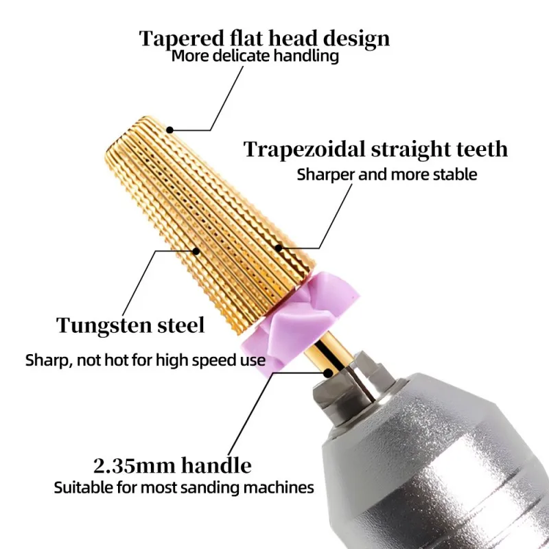 5 in 1 Tungsten Steel Nail Drill Bits Milling Cutters For Manicure Remove Gel Electric File Accessories Tool Nail filling 1 PC
