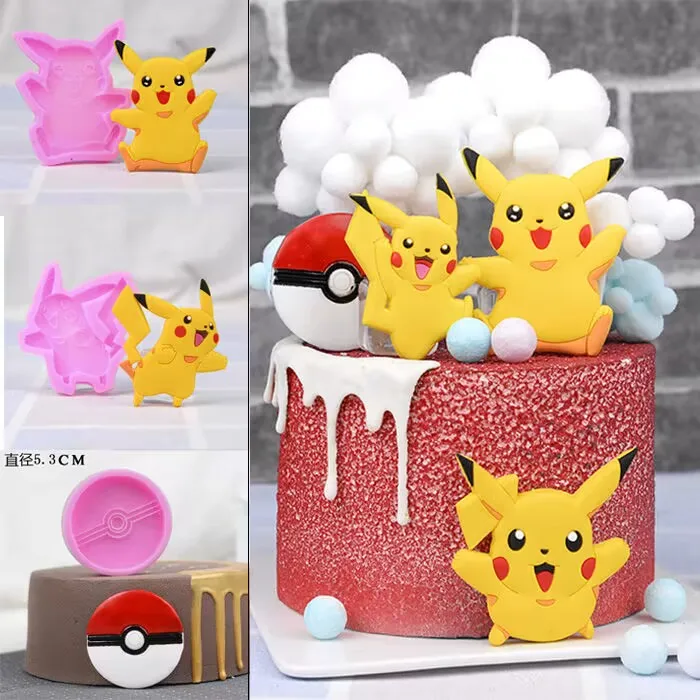 Pokemon Mold Pikachu Silicone Mold Semi Three-dimensional Texture Exquisite Pikachu Chocolate Cake Decoration Baking Mold Gift