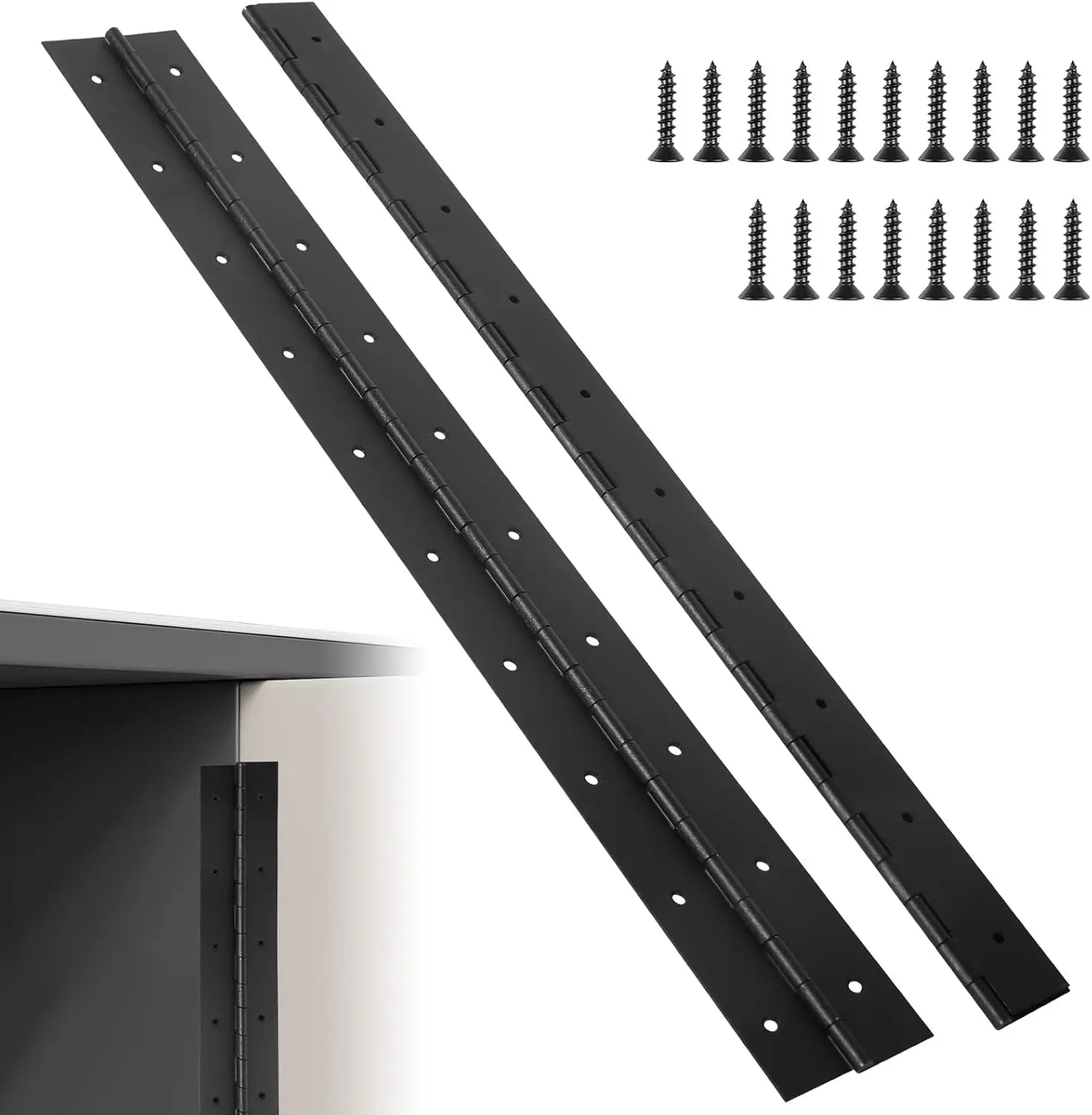 

2-Pack Heavy Duty Stainless Steel Piano Hinges, 48" x 3", Black Finish with Screws for Furniture and Doors