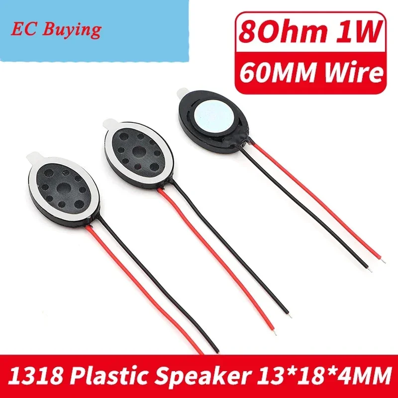 5Pcs/Lot 1318 Internal Magnetic Plastic Speaker 8Ohm 1 W Digital Mobile Phone LoudSpeaker Wire 60MM Size 13*18MM 8R 1W 13*18*4MM
