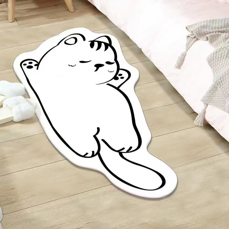 Simple Cartoon Imitation Cashmere Carpet Living Room Bedroom Bedside Warm Floor Mat Non-slip Washable Quick Drying Carpet