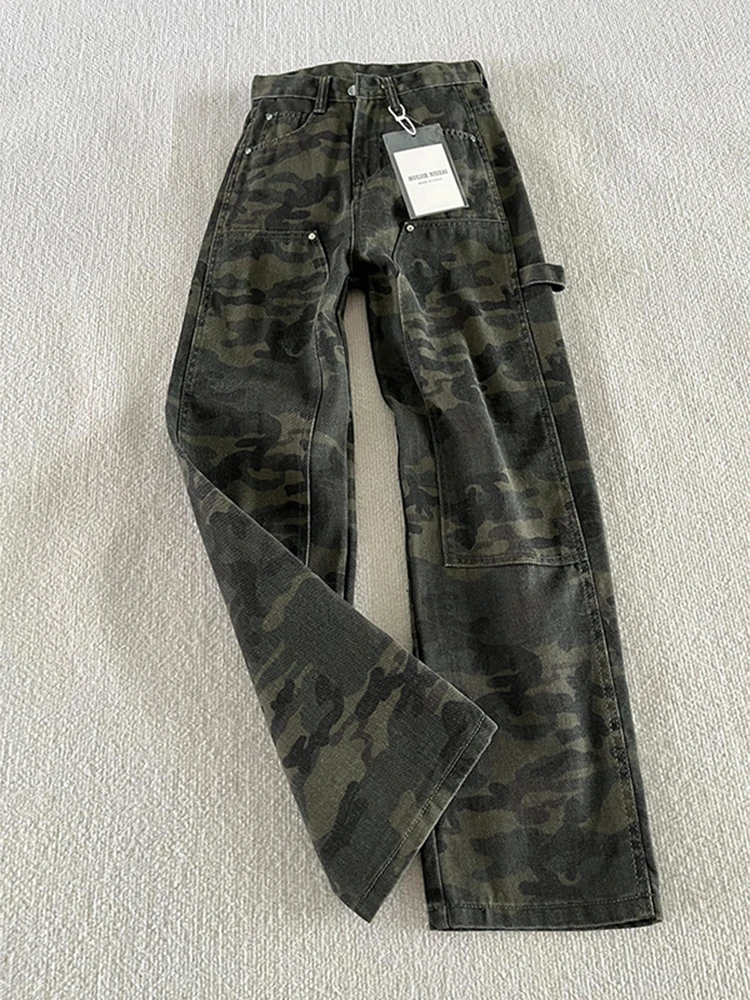 الأمريكية Sle التمويه الجينز الرجال ربيع الخريف سليم صالح شارع العليا نسخة ضيقة مستقيم الساق ملابس العمل سراويل تقليدية