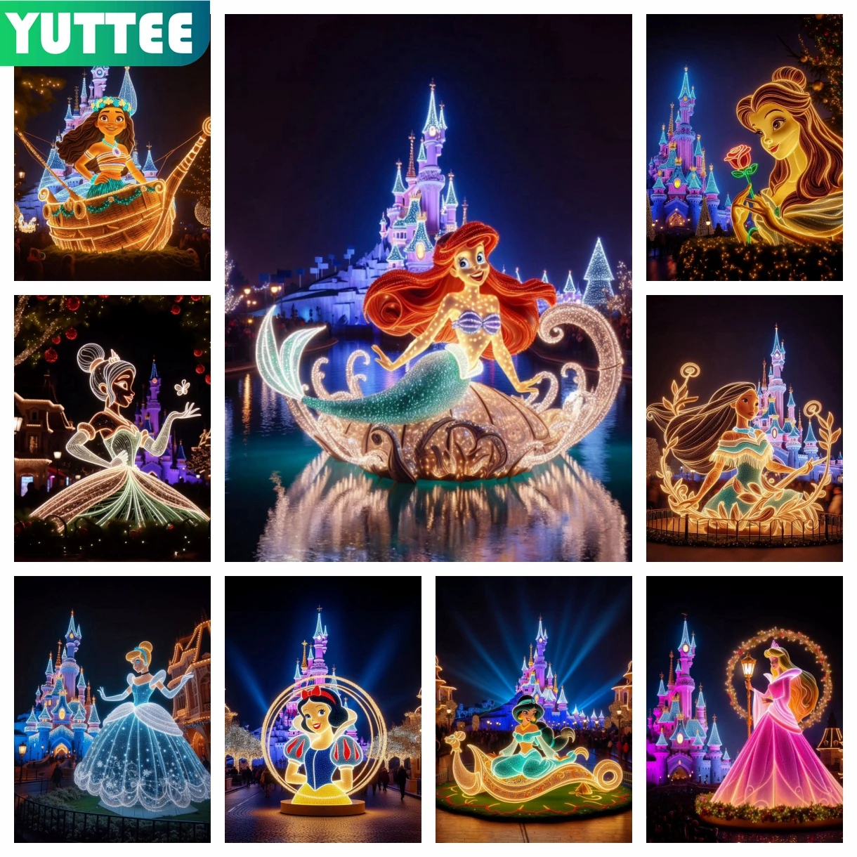 

Disney Princess Castle 5D DIY Diamond Painting Cross Stitch Cartoon Mosaic Square Round Embroidery Rhinestones Home Decor Gift